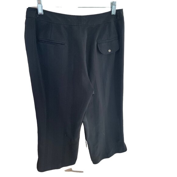 Larry Levine Black Textured Cropped Wide Legged Pants Sz 8 - Picture 3 of 11